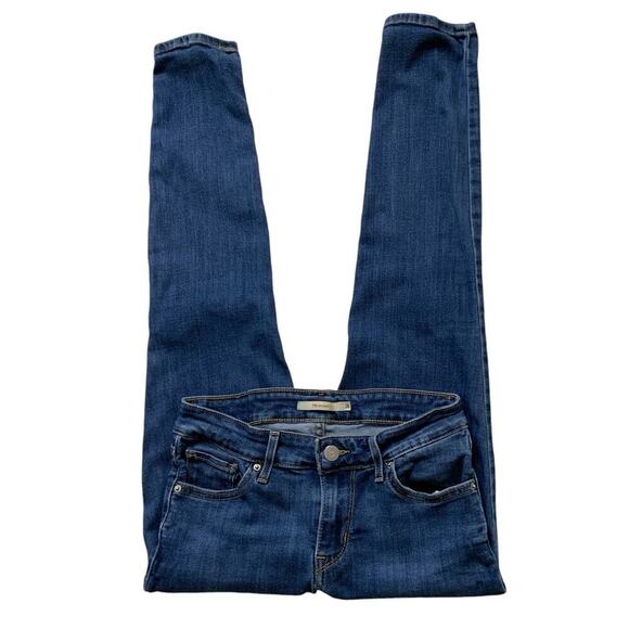 Levis 711 Red Tab Jeans Womens 26 Mid Rise Skinny Stretch Pockets Mid Wash Denim - Picture 6 of 12